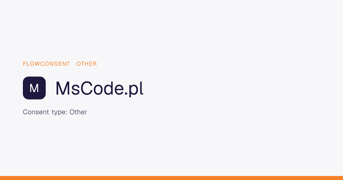 MsCode.pl - Analytics Consent | FlowConsent