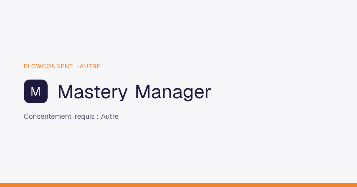 Mastery Manager : RGPD, cookies et consentement